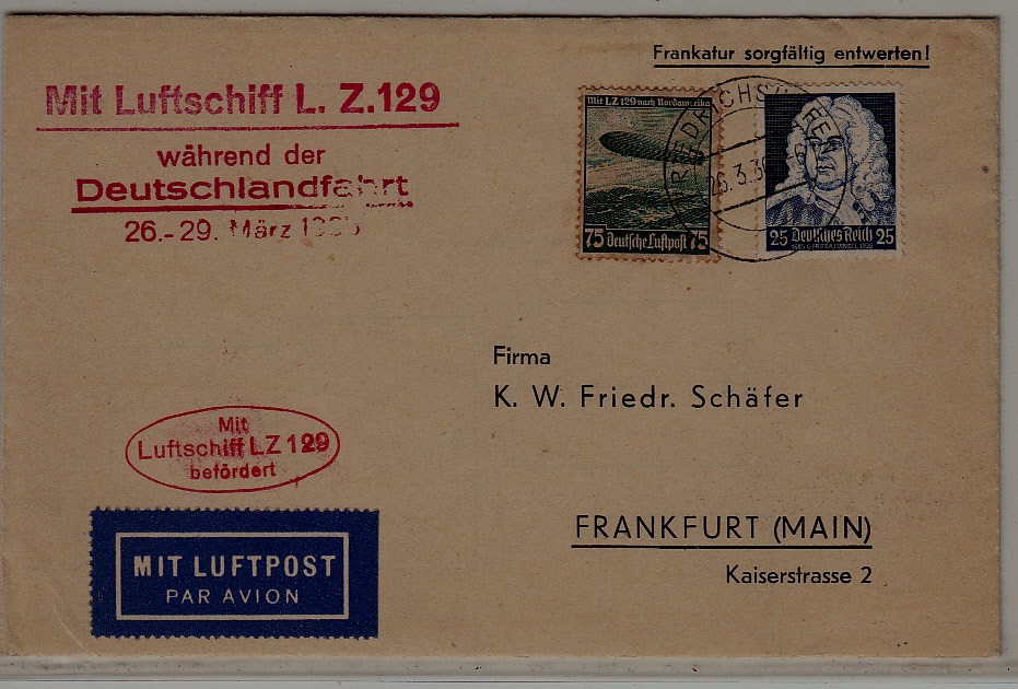 Germany Zeppelin cover 26.3.36 Friedrichshafen