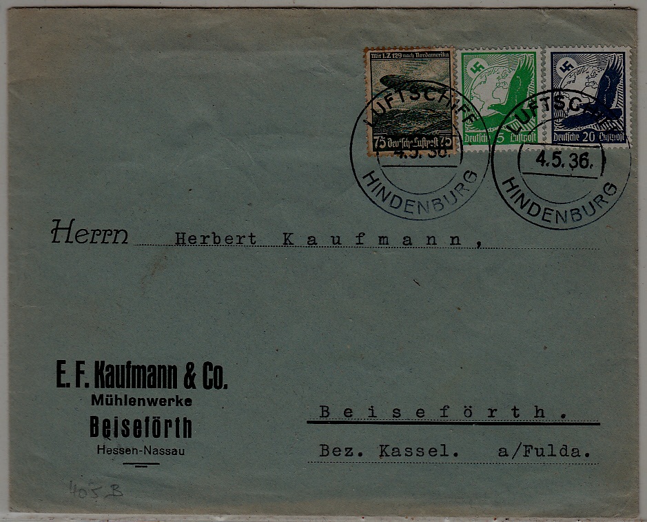 Germany Zeppelin cover Hindenburg 4.5.36