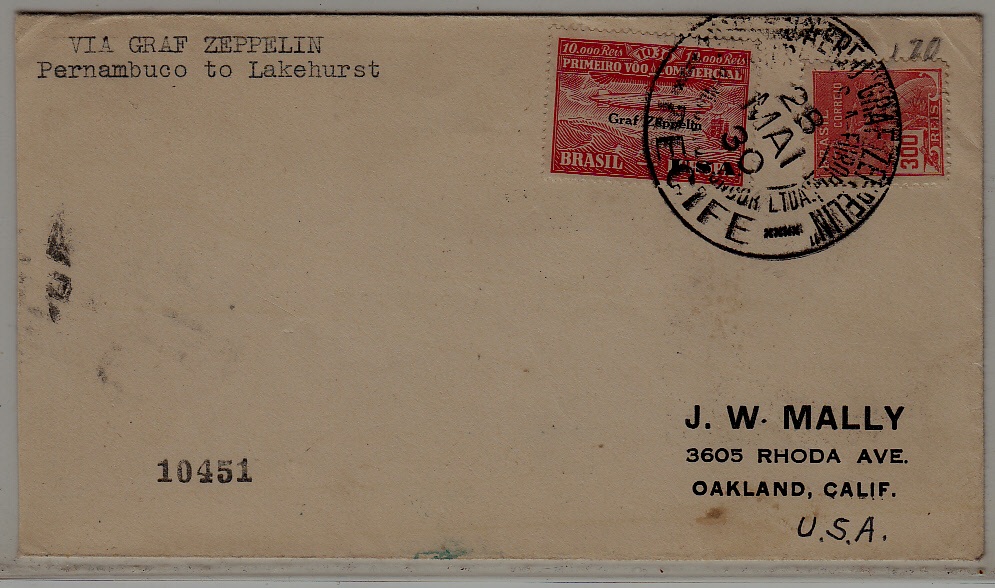 Brazil/USA Zeppelin cover 28.5.30