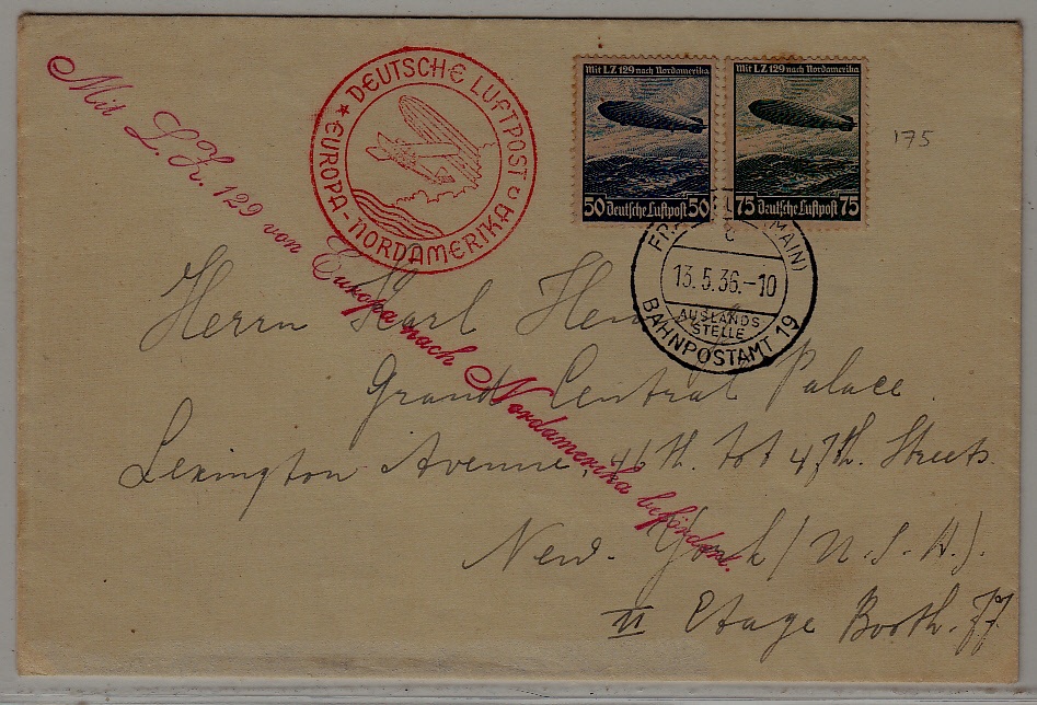 Germany Zeppelin cover 13.5.36 Frankfurt