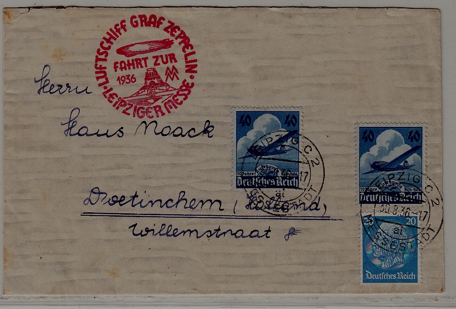 Germany Zeppelin cover 30.8.36 Leipzig