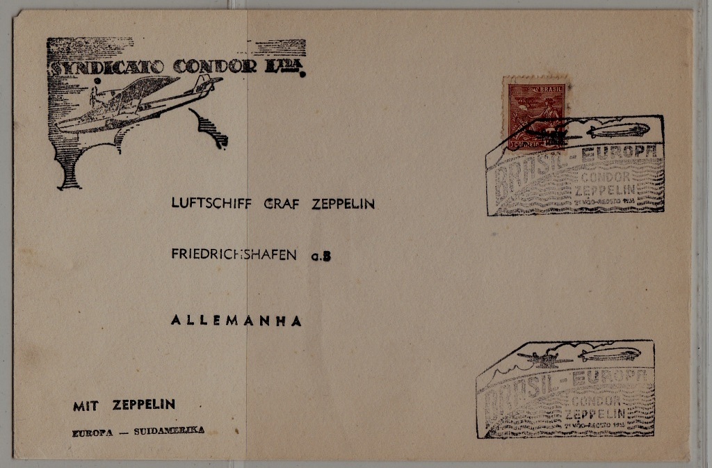 Brazil Zeppelin cover Agosta 1933