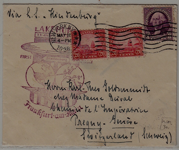 USA/Germany Zeppelin cover  11.5.36 NY