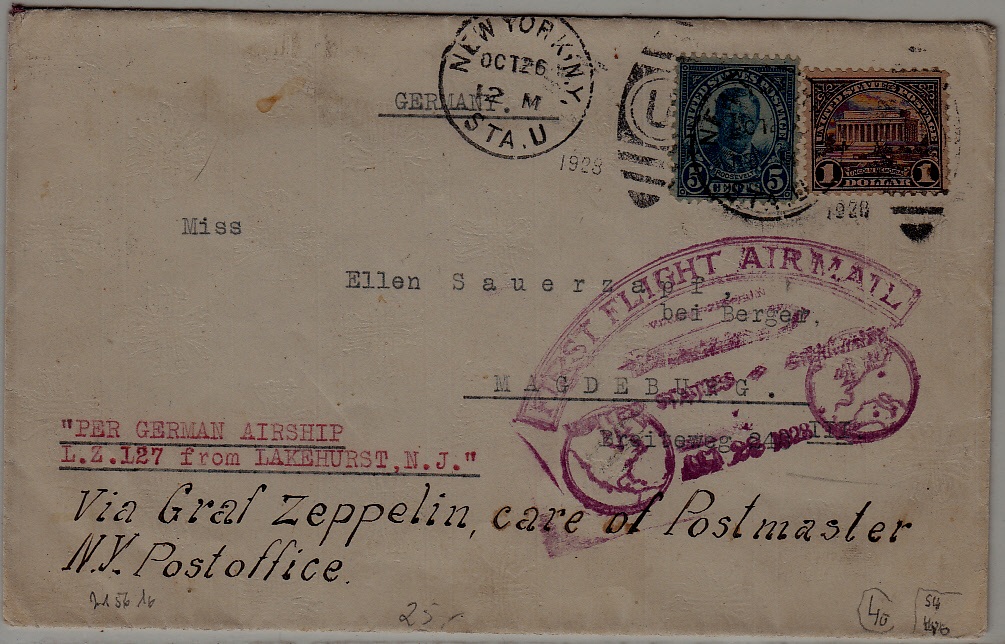 USA/Germany Zeppelin cover 26.10.28