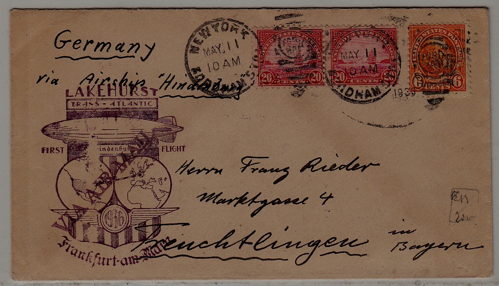 USA/Germany Zeppelin cover  11.5.36 NY