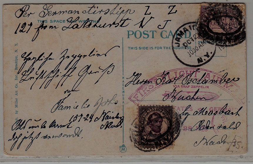 USA/Germany Zeppelin card 27.10.28