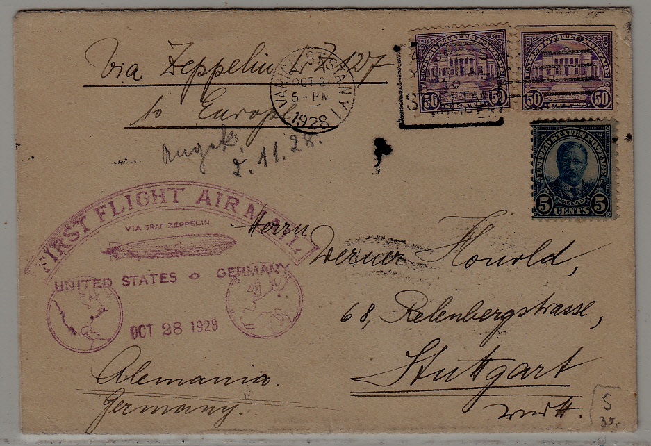 USA/Germany Zeppelin cover 28.10.28 Varick