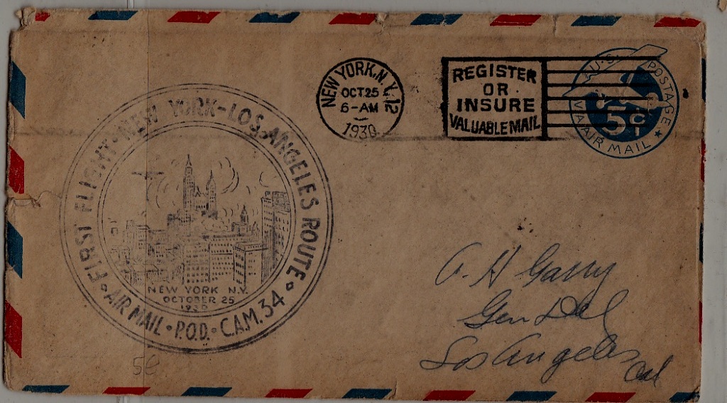 USA airmail cover 25.10.30 NY tear