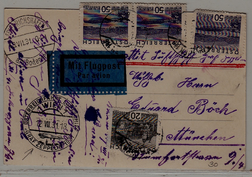 Austria/Germany Zeppelin card 12.7.31