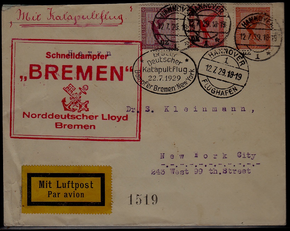 Germany Catapult cover 22.7.29 creases