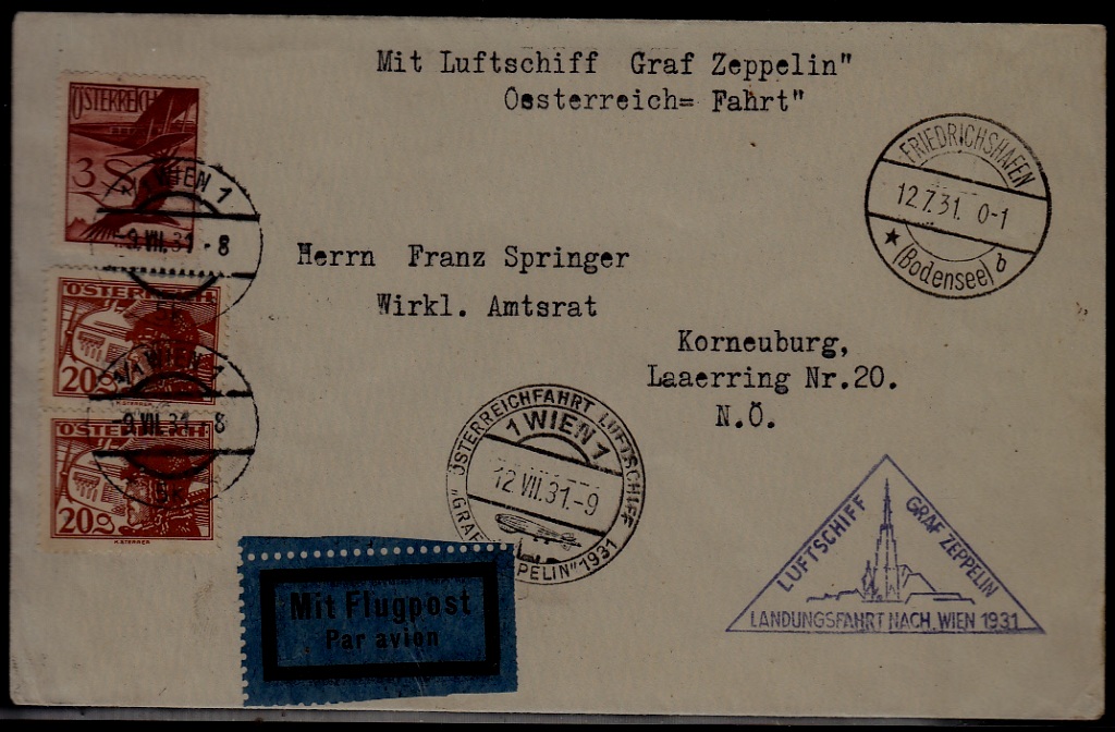 Austria/Germany Zeppelin cover 12.7.31