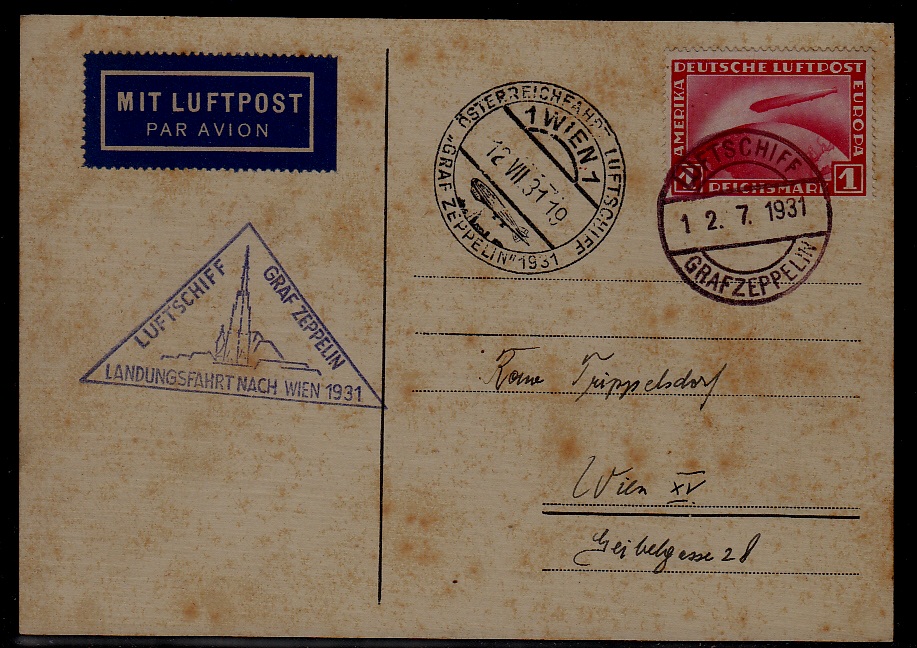Germany/Austria Zeppelin card 12.7.31 faults