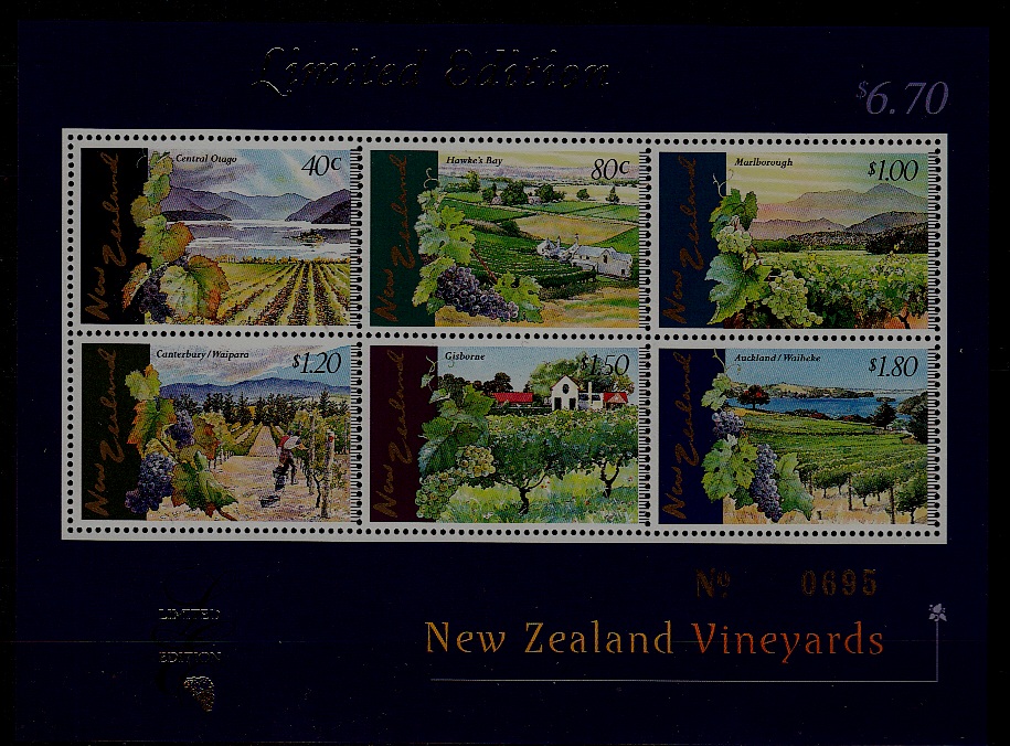 New Zealand 1429-34 MNH s/s Vineyards limited edition