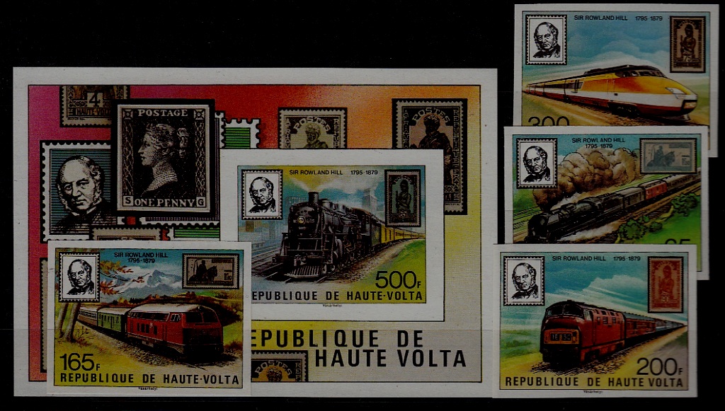Burkina Faso 501-05 MNH imperf. Trains/Hill