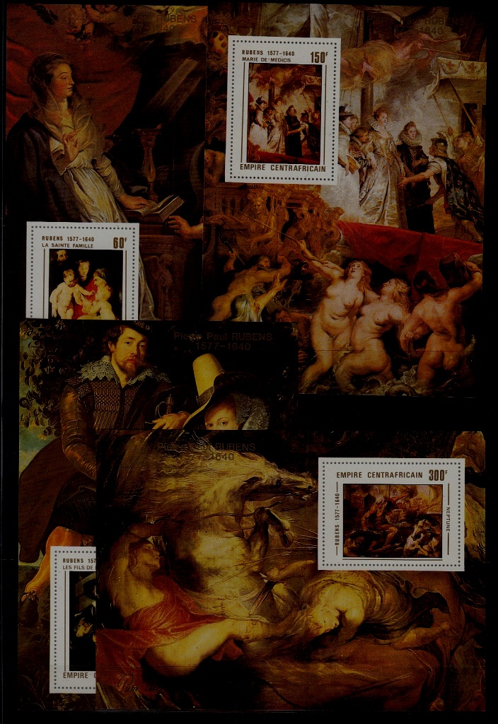 Central Africa 318-21 MNH imperf. s/s Painting/Rubens