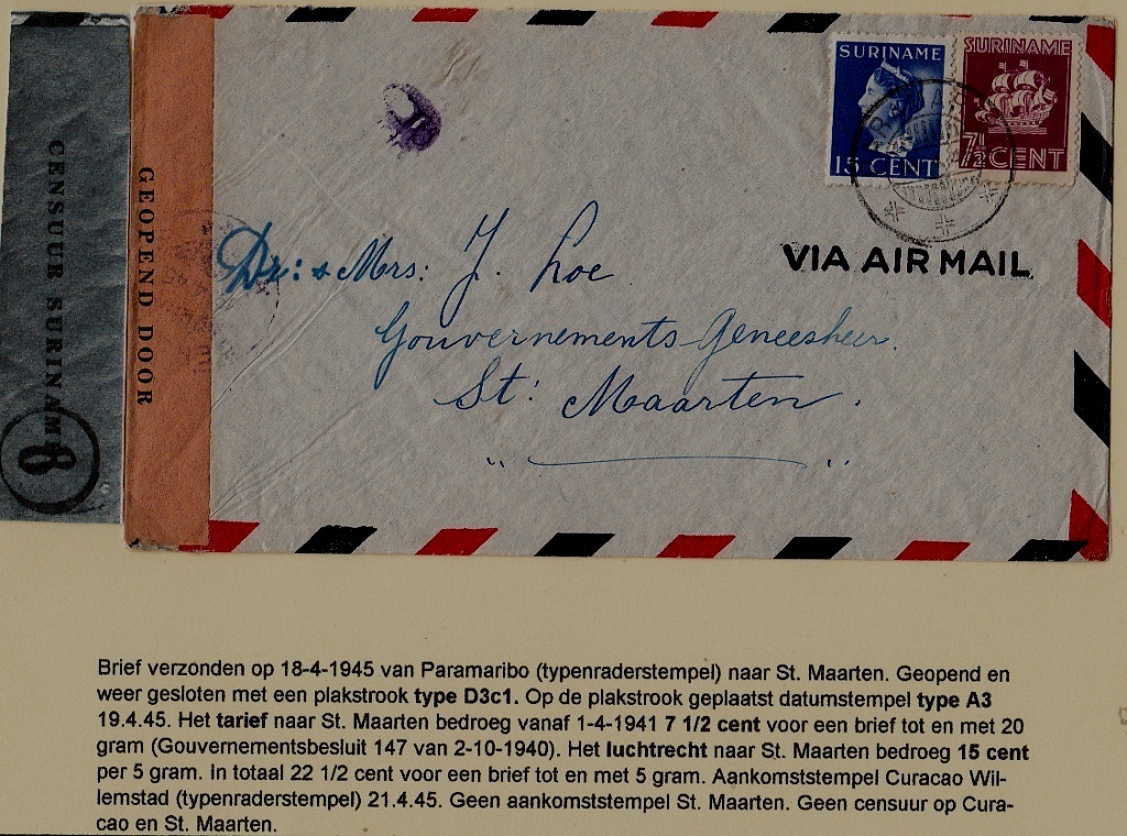 Suriname/Curacao censored cover 18.4.45