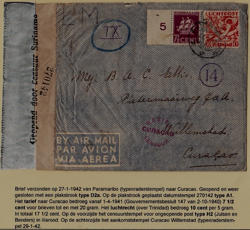 Suriname/Curacao censored cover 27.1.42