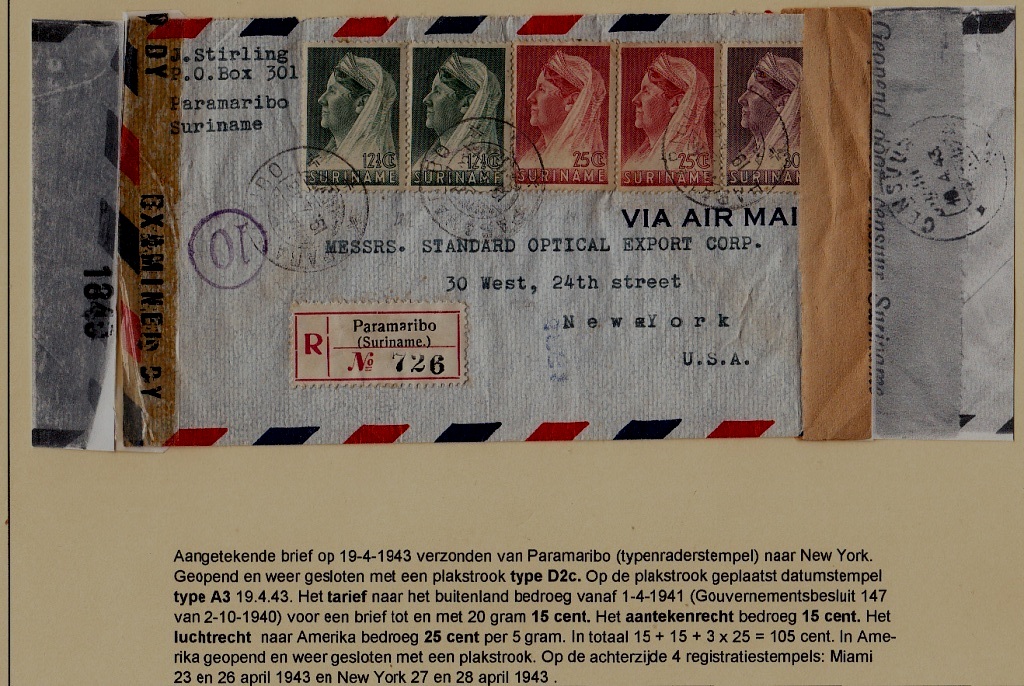 Suriname/USA censored cover 19.4.43