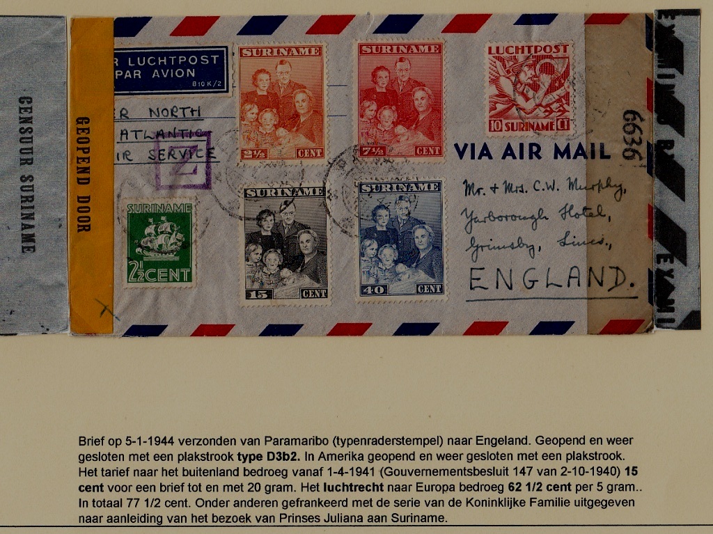 Suriname/England censored cover 5.1.44