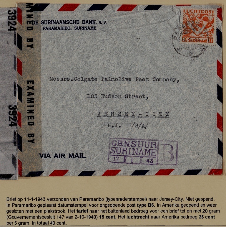 Suriname/USA censored cover 11.1.43