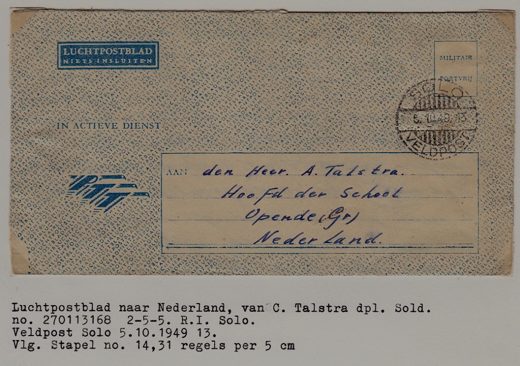 Netherlands cover Veldpost 5.10.49