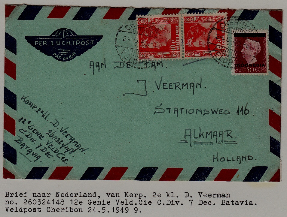 Indonesia/Netherlands cover Veldpost 24.5.49