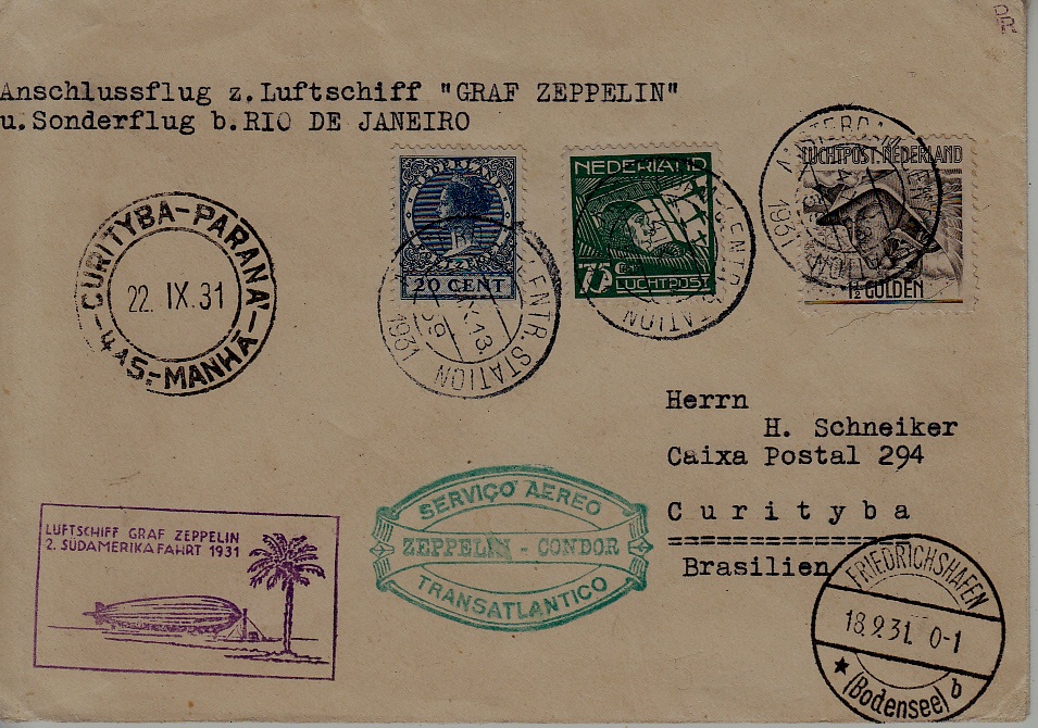 Netherlands/Brazil Zeppelin cover 4.9.31 Amsterdam