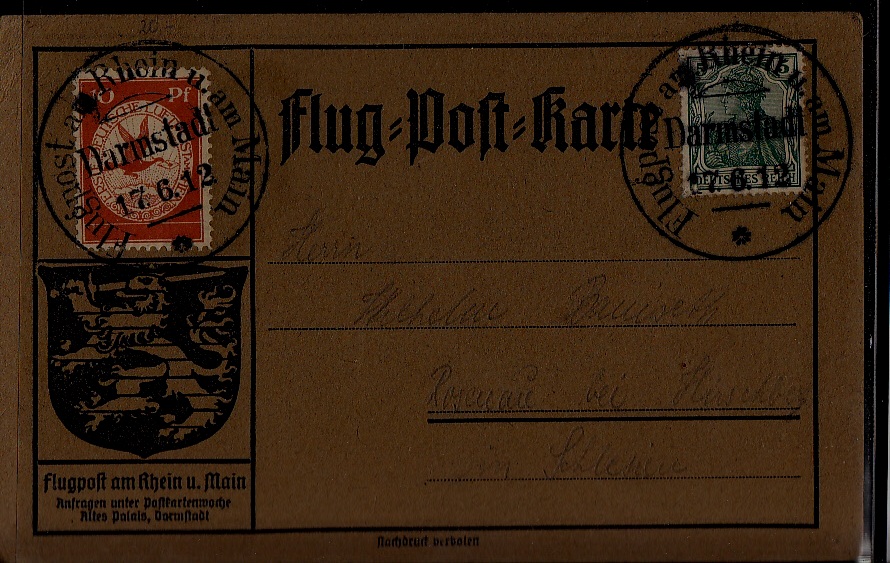 Germany Zeppelin card 17.6.12 Darmstadt