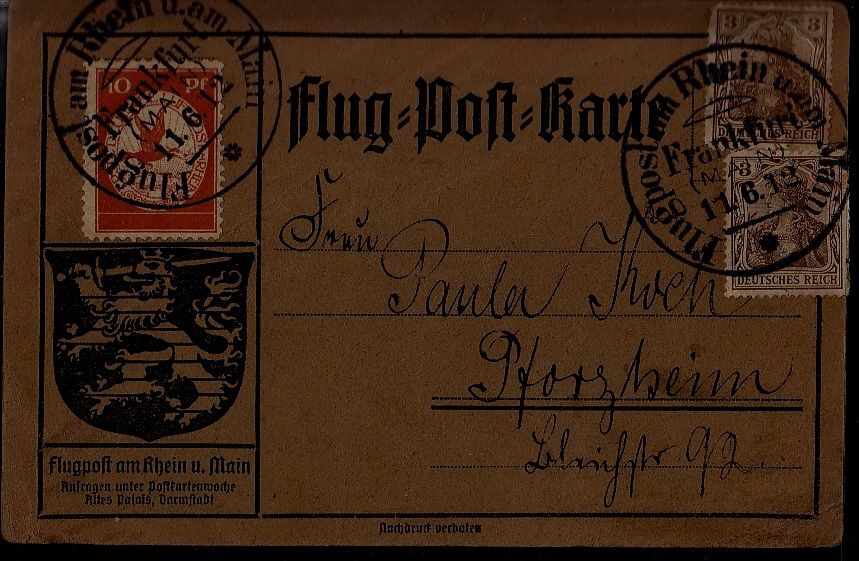 Germany Zeppelin card 11.6.12 Frankfurt