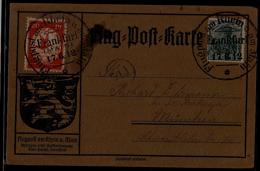 Germany Zeppelin card 17.6.12 Frankfurt