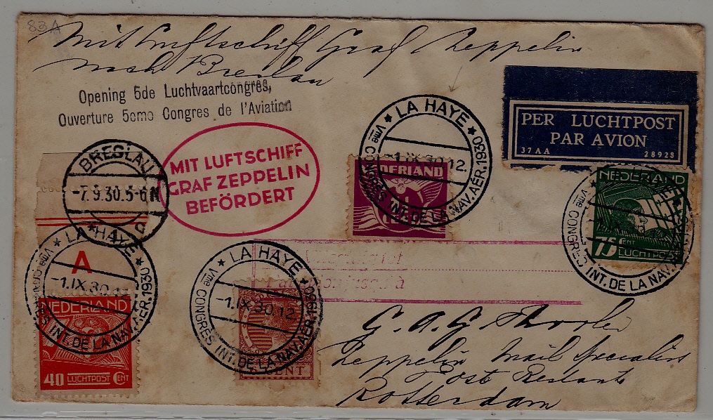 Netherlands/Germany Zeppelin cover 1.9.30