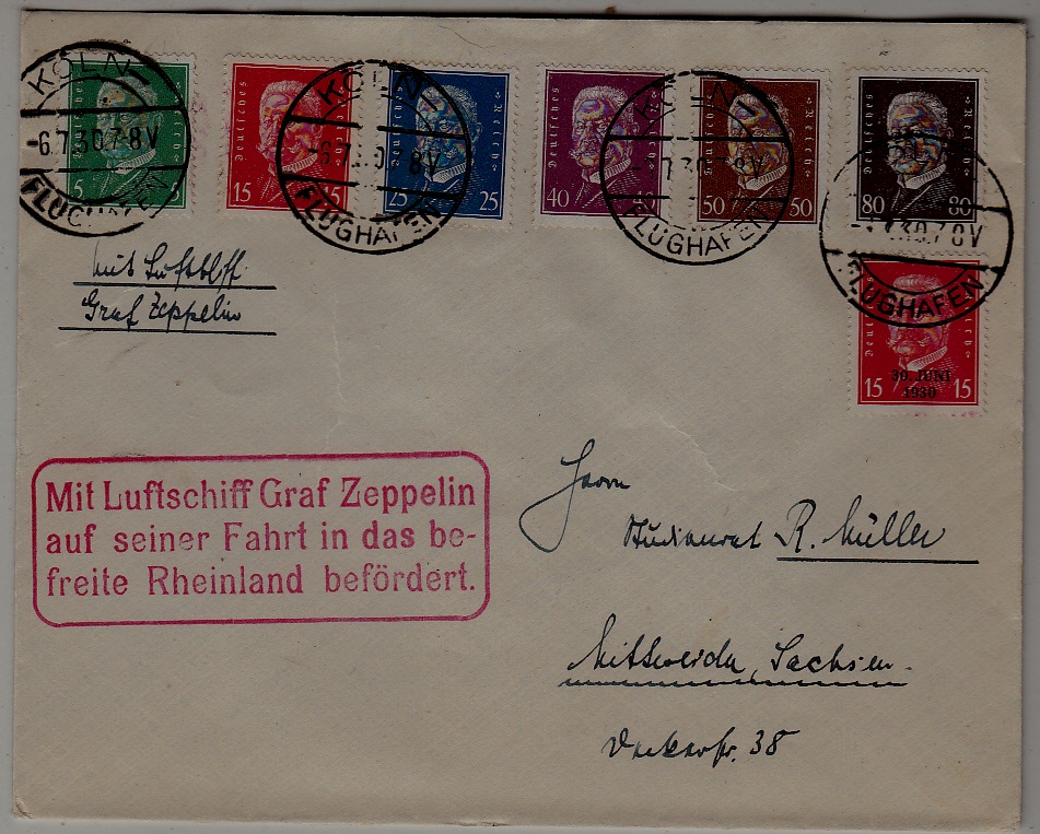 Germany Zeppelin cover 6.7.30 Koln