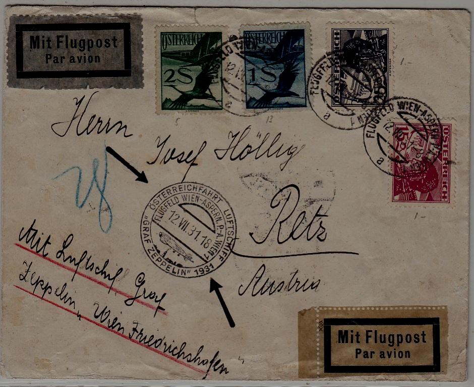 Austria/Germany Zeppelin cover 12.7.31 Wien