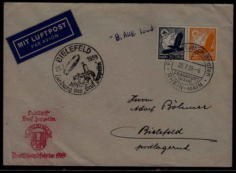 Germany Zeppelin cover 23.7.39 Bielefeld