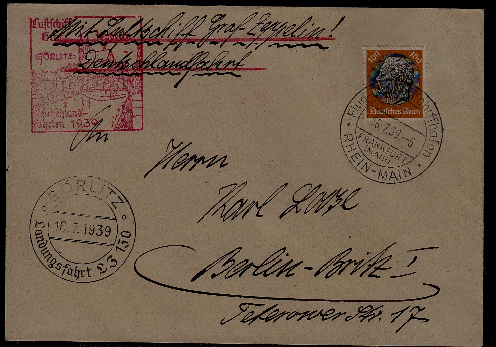 Germany Zeppelin cover 16.7.39 Gorlitz