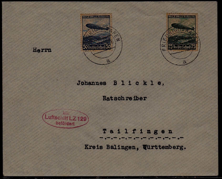 Germany Zeppelin cover LZ 129 23.3.36 Friedrichshafen