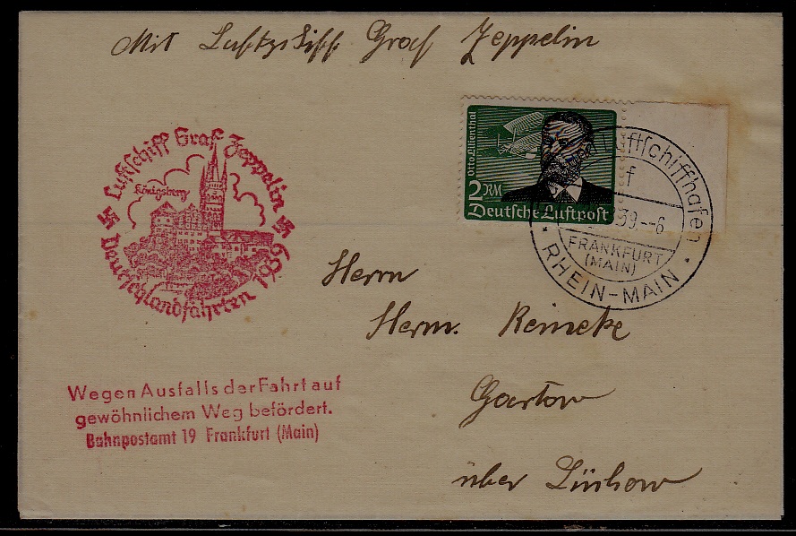 Germany Zeppelin cover Konigsberg flight 26.8.39