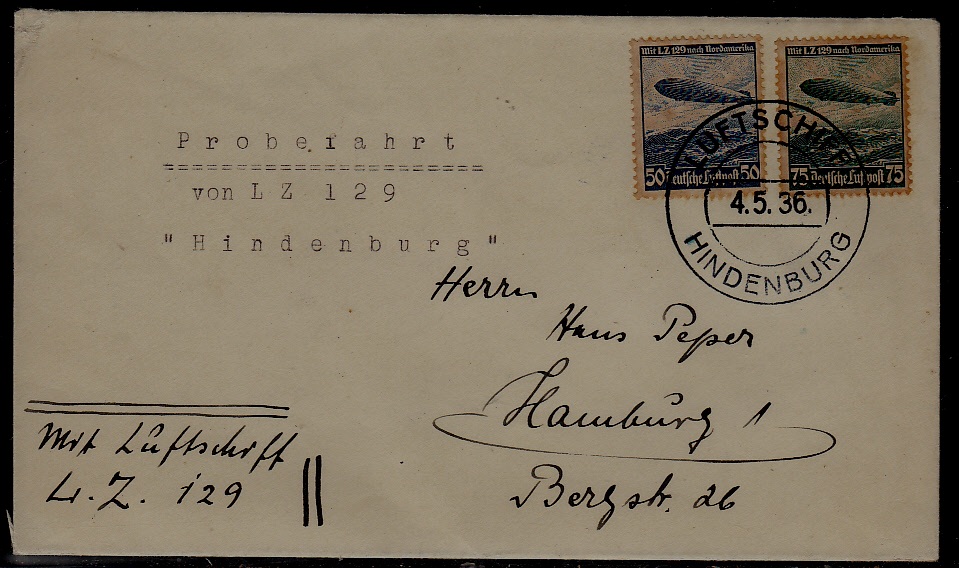 Germany Zeppelin cover 4.5.36 boardpost