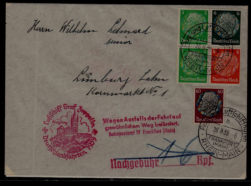 Germany Zeppelin cover Konigsberg fl.26.8.39