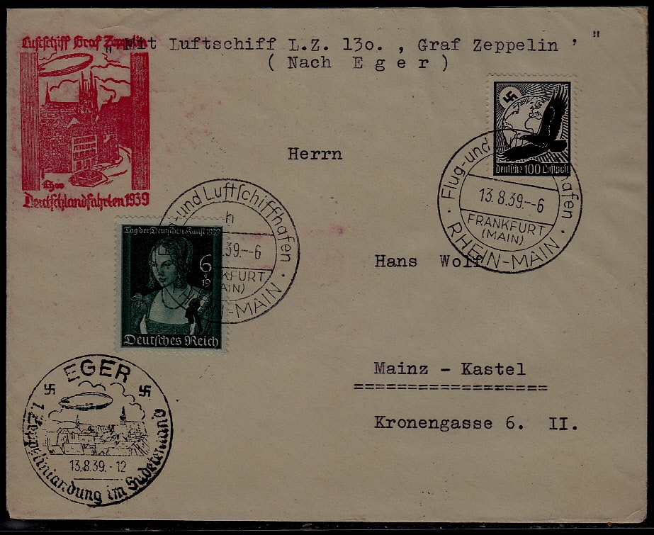 Germany Zeppelin cover 13.8.39 Eger