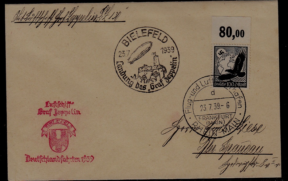Germany Zeppelin cover 23.7.39 Bielefeld