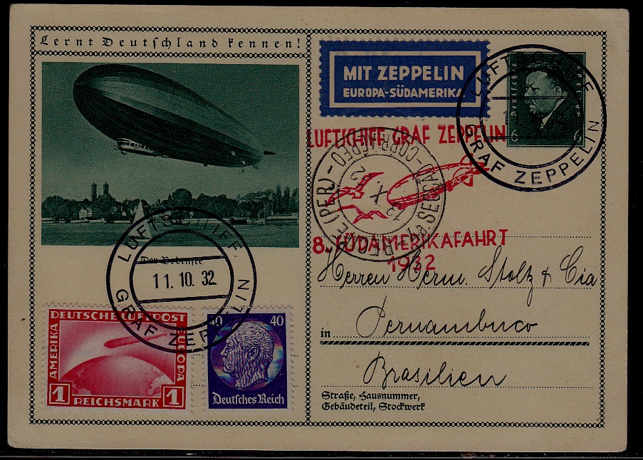 Germany/Brazil Zeppelin card 8.SAF 11.10.32