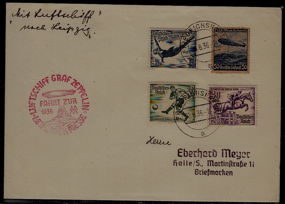 Germany Zeppelin cover Leipzig F. 30.8.36