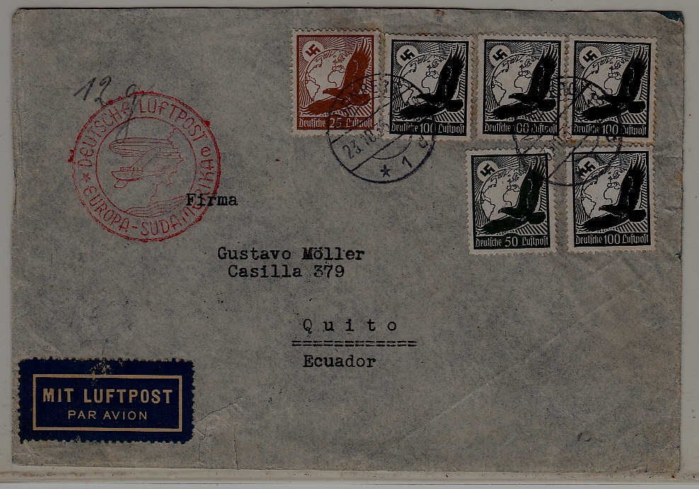 Germany/Ecuador Zeppelin cover 23.10.35