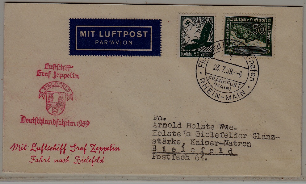Germany Zeppelin cover 23.7.39 Bielefeld
