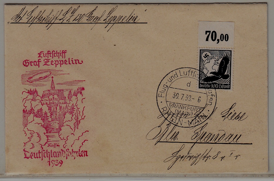 Germany Zeppelin cover Kassel flight 30.7.39