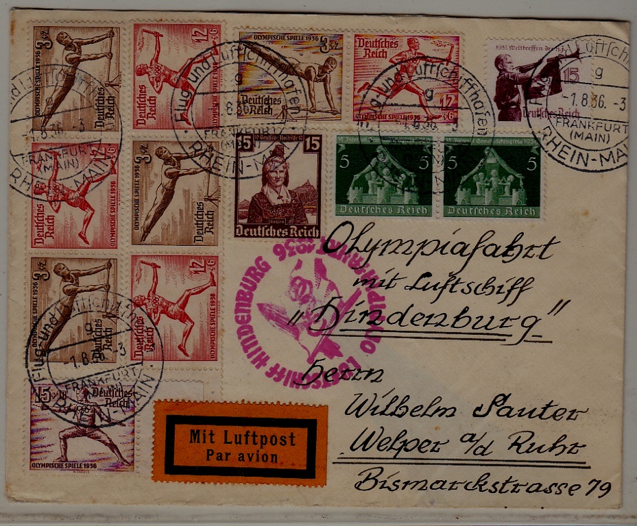 Germany Zeppelin cover Olympiafahrt 1.8.36
