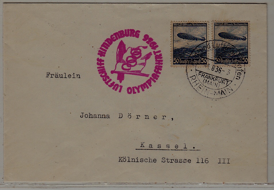 Germany Zeppelin cover Olympiafahrt 1.8.36