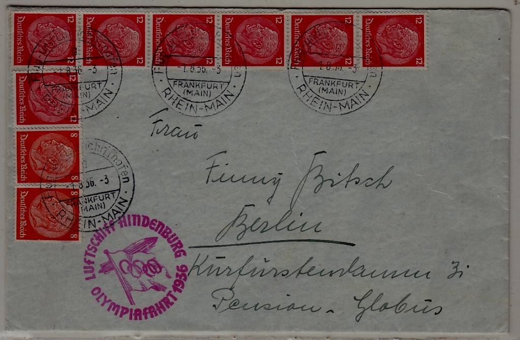 Germany Zeppelin cover Olympiafahrt 1.8.36