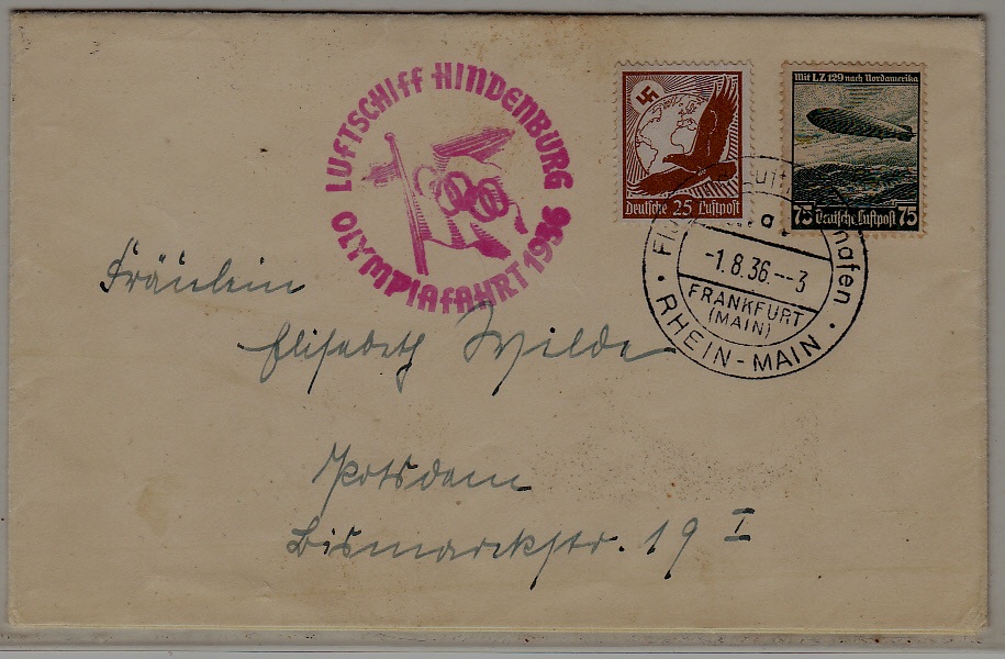 Germany Zeppelin cover Olympiafahrt 1.8.36